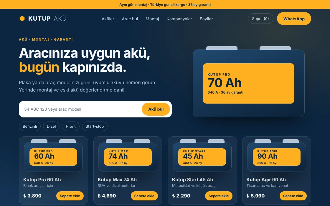 Kutup Akü web sitesi