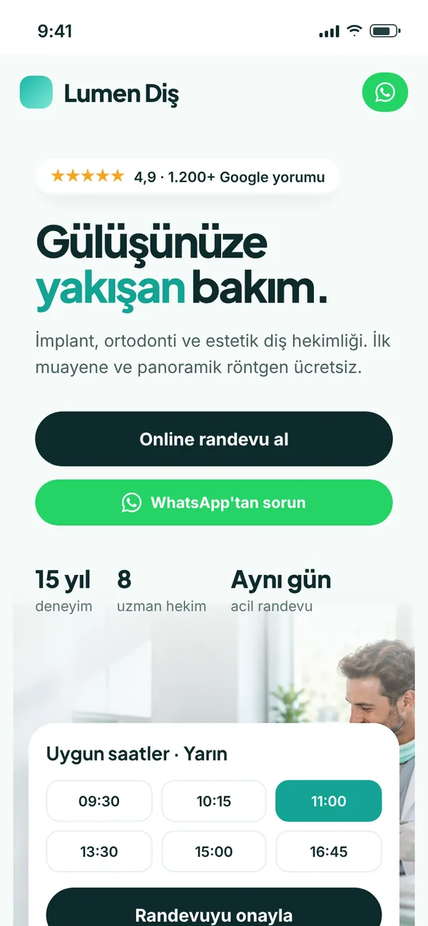 Lumen Diş Kliniği web sitesi mobil